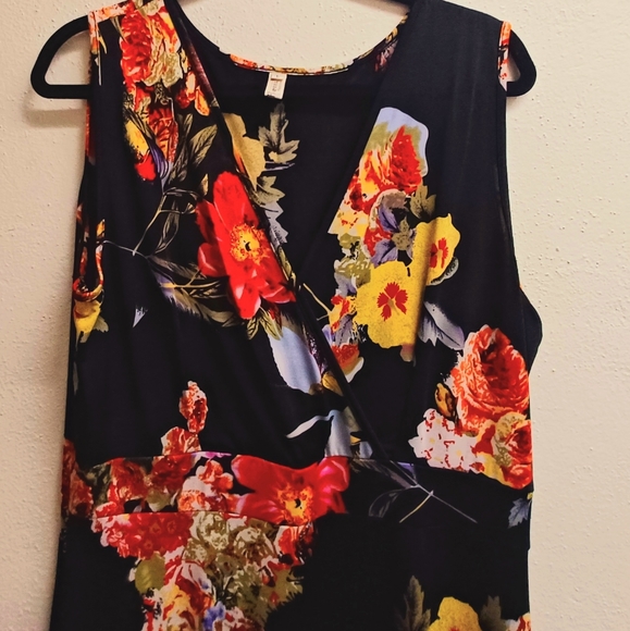 Beautiful floral maxi dress with stretch, L or XL - Picture 2 of 4